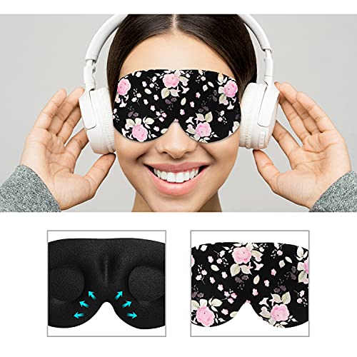 3D Sleep Mask, 100% Blackout 3D Contoured Sleep Eye Mask (Peony Flower) - color: Peony Flower