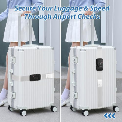 TSA Approved Luggage Straps with Combination Lock, Straight Silver - color: Straight Silver
