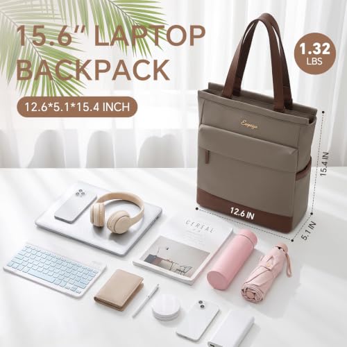 EMPSIGN Tote Backpack for Women, Work & Travel Bag, Fits 15.6" Laptop - color: Mocha/Coffee