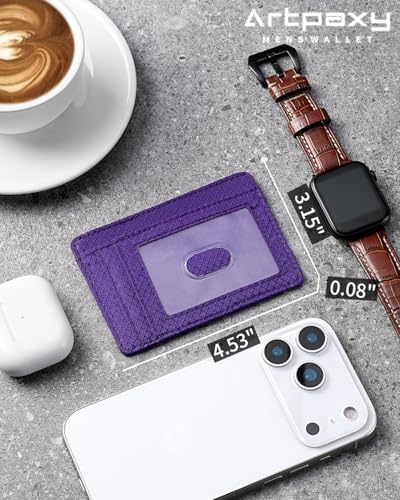 Artpaxy 남성 및 여성용 슬림 지갑, 여행용 미니멀리스트 전면 포켓 카드 홀더, RFID 차단, 신분증, 현금 및 신용 카드용 방수 나일론 지갑, 딥 퍼플, 미니멀리스트 - color: 딥 퍼플
