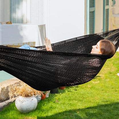 PNAEUT Handwoven Rope Mayan Hammock for Outside, 600 lbs Capacity - color: Sombra Negra, size: X-Large
