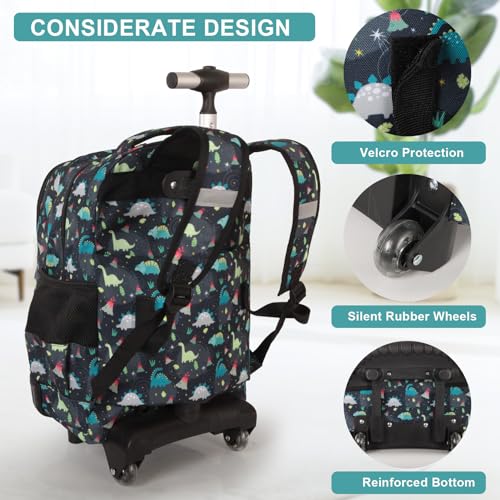 Tilami Rolling Backpack for Boys and Girls,Dinosaurs - color: Dinosaurs