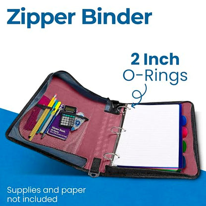 Case-it School Zipper Binder | 2-Inch O-Rings | 350-Sheet | D-251 Burgundy - color: Burgundy, size: 6 Pack