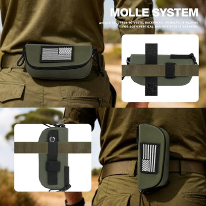 Tactical Molle Glasses Case, Shockproof Eyeglass Pouch for Glasses - color: 03-army Green