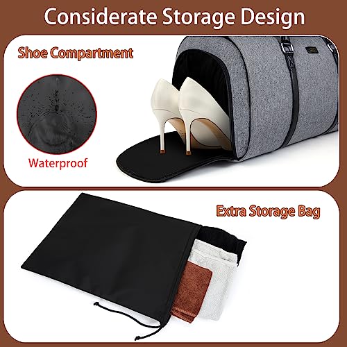 Convertible 2-in-1 Garment Bags for Travel with Waterproof Shoe Compartment - color: D-Grey