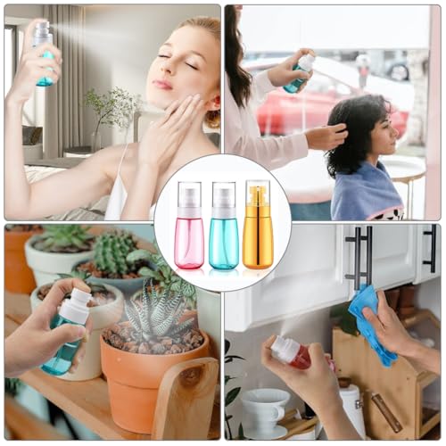 Cosywell Fine Mist Spray Bottle 3 Pack 2oz 60ml Travel Spray Bottle - color: Gold+Green+Pink, size: 2 oz