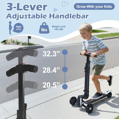 Scooter Luggage for Kids Removable & Foldable Ride on Suitcase-Black - color: Black