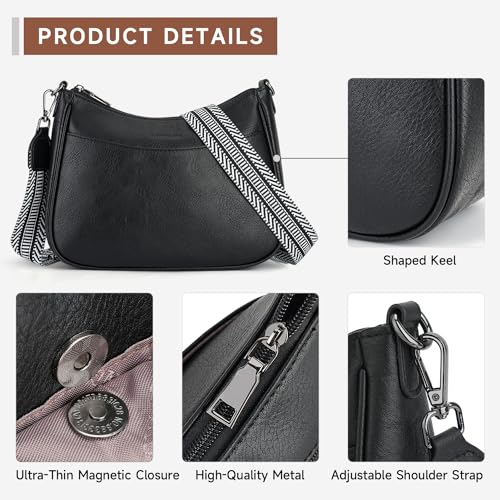 APHISON Trendy Leather Crossbody Purse, Women's Shoulder Handbag - color: Black2