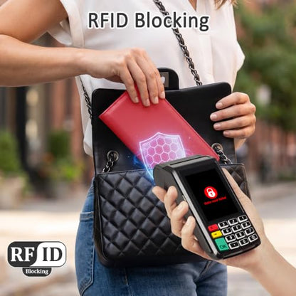 Tipmile Slim Wallet for Women, RFID Blocking Credit Card Holder - color: Red