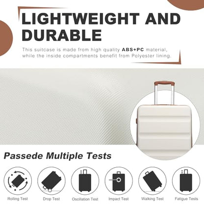 Kono 24 Inch Expandable Hardshell Luggage with Spinner Wheels White - color: White, size: Checked-Medium 24 Inch