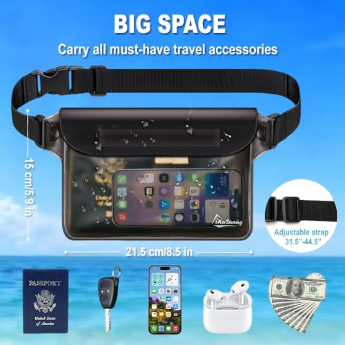 Waterproof Fanny Pack, Dry Bag Phone Pouch for Beach Swimming Kayaking - color: Gray+Black