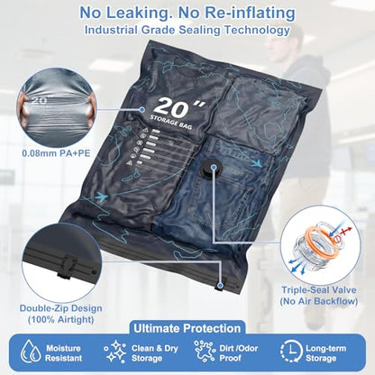 Vacuum Seal Bags for Travel with Pump - 12 Pack Luggage Vacuum Bags