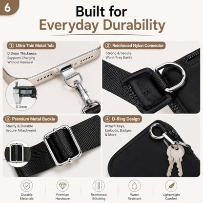 Clip and Go Strap for Phone,Crossbody Phone Lanyard Adjustable and Detachable Wristlet Wallet with ID Window