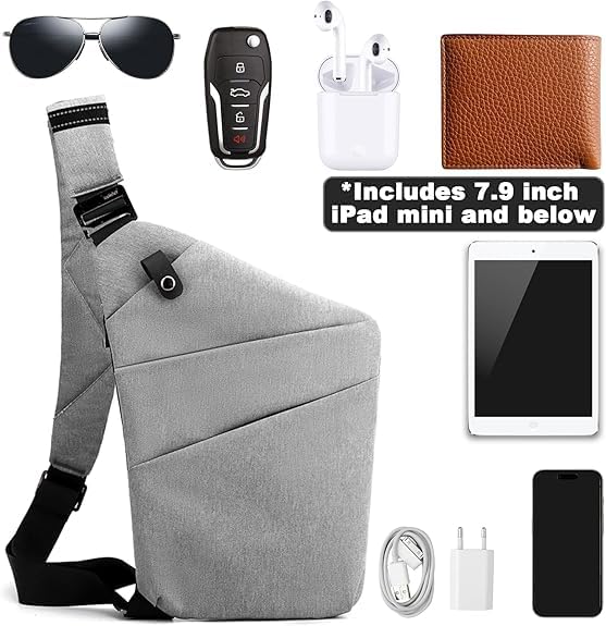 Anti Theft Travel Bag Sling Cross-body Bag Large Capacity - color: Grey, style: Left Shoulder