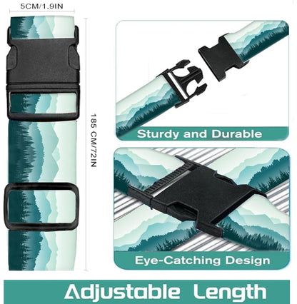 Luggage Straps for Suitcases Travel Belt Accessories, Cute Suitcase Strap, Adjustable Luggage Belt Strap, Heavy Duty with Quick-Release Buckle Luggage Strap Beautiful Green Mountain - color: Beautiful Green Mountain