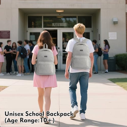 AOTIAN Large Backpack, Men Women Casual Daypack for College Travel Work - color: Light Gray - 17 Inch