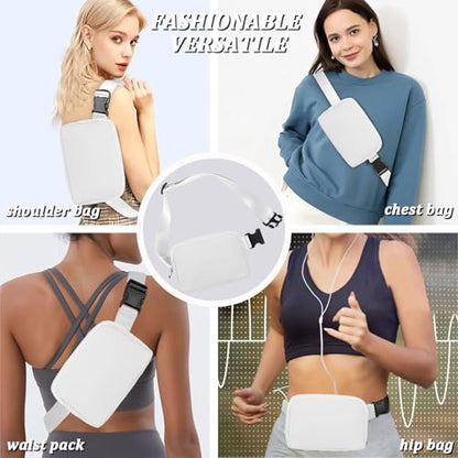 Fanny Pack for Women and Men, 1L Mini Nylon Belt Bag, White - color: White