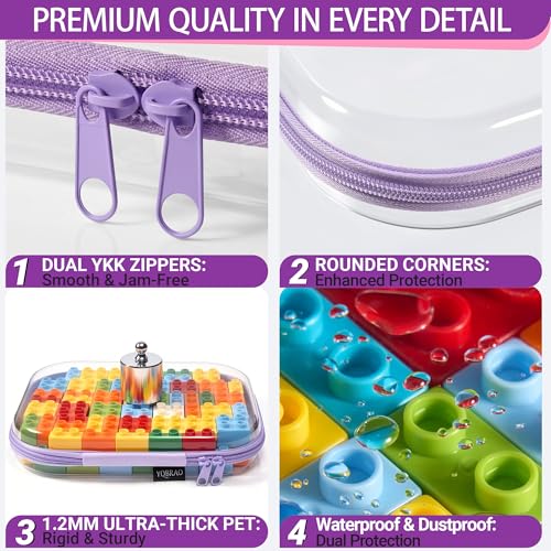 YQBRAO Clear Hard Shell Zipper Cases, 4 Medium Makeup Organizers, Purple - color: Purple, size: 4 Pack(M)