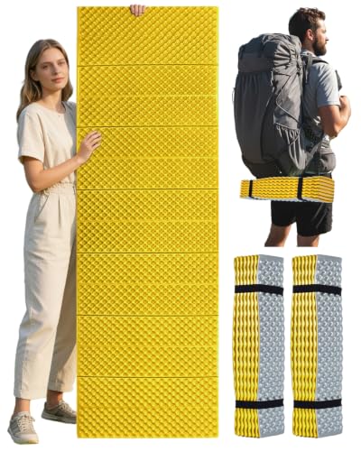Abahub Foldable Foam Camping Sleeping Pad - color: Yellow -2 Packs