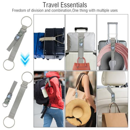 Adjustable Luggage Strap Bungee for Suitcase Handle with Ring Hooks&Buckle - color: Light beige with Ring Hooks&Buckle