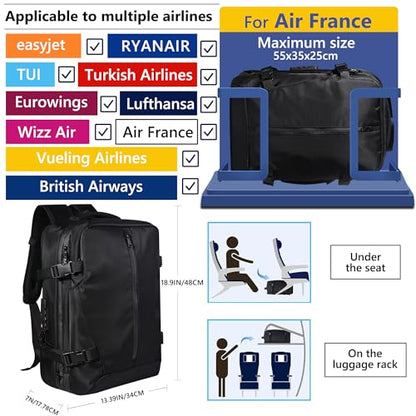 Vacuum Backpack Travel with Pump, 60L Exapandable Air Compression Vacuum System, Available Boarding, Carry on Luggage, Water Resistant, TSA Lock and Strong Sealing Airbag for Travel, Black - color: 60l-black