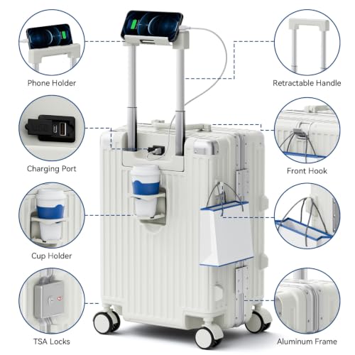 Trunk Luggage, Hardside Large Checked Suitcase, White, 28 in - color: white, size: 28in