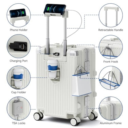 Trunk Luggage, Hardside Large Checked Suitcase, White, 28 in - color: white, size: 28in