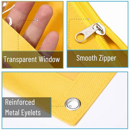 Mr. Pen- Pencil Pouch for 3 Ring Binder, 2 Pack, 10"x6.75", Smooth Zipper - color: Lagoon and Yellow, size: 2 Pack