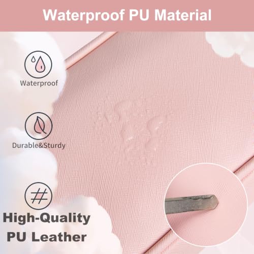 Large Makeup Bag for Women, PU Toiletry Bag with Compartment (Pink) - color: Pink