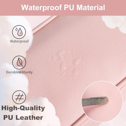 Large Makeup Bag for Women, PU Toiletry Bag with Compartment (Pink) - color: Pink