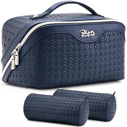 BOYATU Travel Makeup Bag Cosmetic Bags for Women: 3 Pcs Set Make up Bag - color: L40 Blue