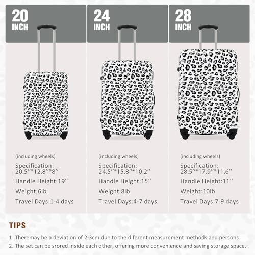 Merax Luggage Sets 3 Piece,Hardside Expandable Suitcase Set 20+24+28 IN - color: Leopard White Black, style: 3-piece Set(20/24/28)