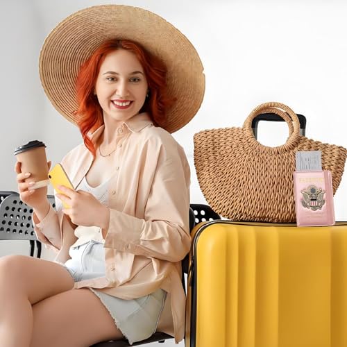 Premium Passport Holder for Travel RFID Blocking Passport Cover Slim - color: Rose Gold