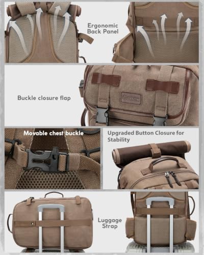 Gonex 40L Convertible Laptop Backpack, Airline Approved, Coffee Brown - color: Coffee Brown