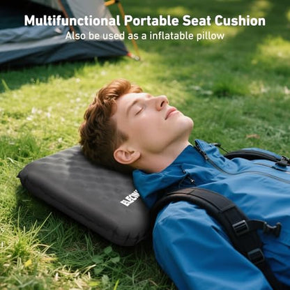 Inflatable Seat Cushion, Self Inflating Compact Stadium Seat Cushion - color: Gray-1pack