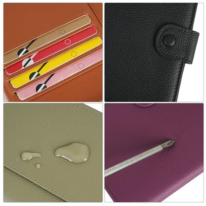 Leather Passport Cover Wallet Travel Essentials Holder with Zipper Pocket - color: Light Green
