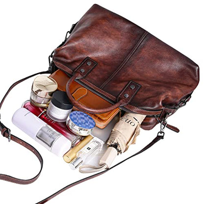 Iswee Satchel Bags Leather Purses for Women Handbag Shoulder Bag Hobo Tote - color: Coffee