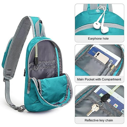 G4Free Sling Bag RFID Blocking Lightweight Crossbody Backpack Chest Shoulder Bag for Travel Sports Running - color: Peacock Blue
