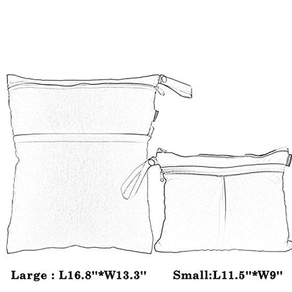 Damero 2pcs Travel Wet Dry Bag with Handle, Gray Dots - color: Gray Dots, size: 2 Count (Pack of 1)