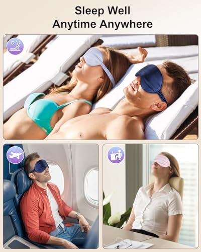 IEKEODI 2 Pack Silk Sleep Masks, Light Blocking Eye Masks, Pink & Pink - color: Pink+pink