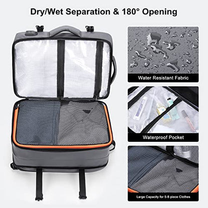 HOMIEE 40L Expandable Carry on Backpack Fit 15.6 Inch Laptop for Travel - color: Grey