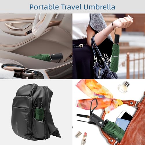 TradMall Travel Umbrella 42/45 Inches Double Vented Canopy - color: Dark Green, size: 42 Inches