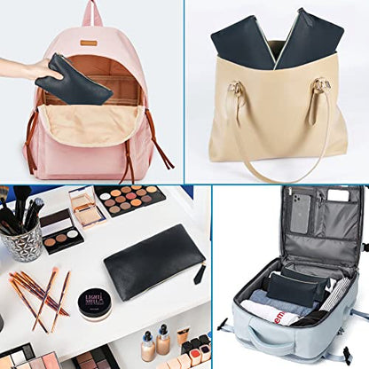HRX Package Soft Faux Leather Cosmetic Bag Makeup Pouch for Purse, 2 Pack