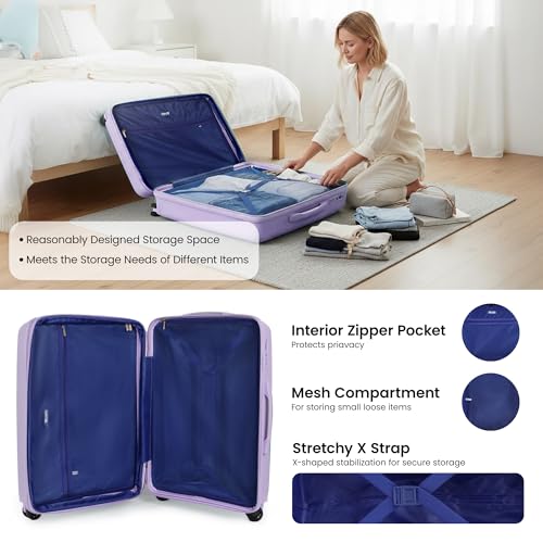 3-Piece Set(20/25/29in),Luggage w/TSA LOCK,Expandable 20% - color: Lavender, size: 3-Piece Set (20"/25"/29'')