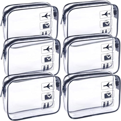 Clear Makeup Bags TSA Approved Toiletry Bag-6Pack - color: Black-6pcs
