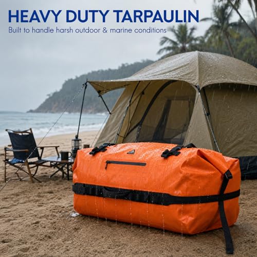 Haimont IPX7 Waterproof Roll-Top Dry Duffel Backpack Bag - color: Orange, size: 90L