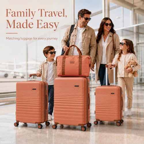 CONCEPTEN Luggage Sets 5 Piece, ABS+PC Hardshell Suitcases with Wheels - color: Tangerine, size: 5 Piece Sets (20/24/28/Db/Tb)