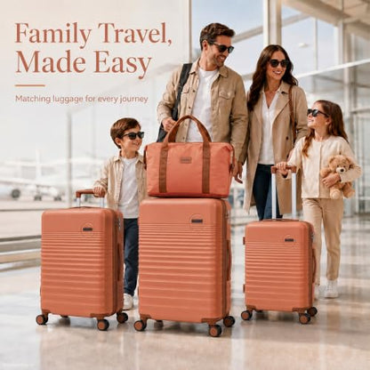 CONCEPTEN Luggage Sets 5 Piece, ABS+PC Hardshell Suitcases with Wheels - color: Tangerine, size: 5 Piece Sets (20/24/28/Db/Tb)