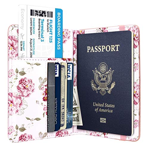Coco Rossi Passport Holder for Travel Women Slim RFID Passport Cover Wallet - color: Rose Pink
