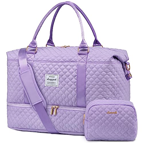 LOVEVOOK Travel Duffle Bag,Weekender Bags for Women with Shoe Compartment - color: Purple-a, size: Large-2 Pcs